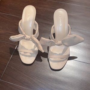 Express suede bow heels
